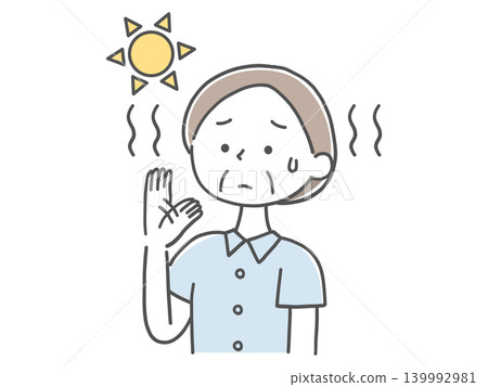 A senior woman sweating on a hot day (single color) 139992981