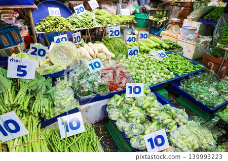 Vegetables for sale at a market in Thailand Vegetables for sale at a market in Thailand 139993223