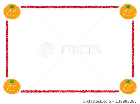 Hand-drawn crayon material: background, mandarin orange frame Hand-drawn crayon material: background, mandarin orange frame 139993263
