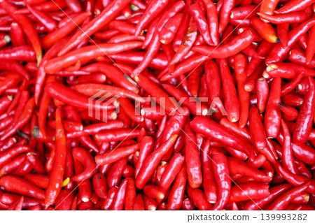 Red chili peppers sold in Thai markets Red chili peppers sold in Thai markets 139993282