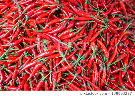 Red chili peppers sold in Thai markets Red chili peppers sold in Thai markets 139993287