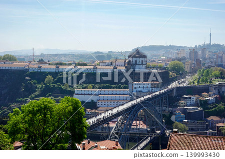 Panoramic view of Dom Luis I Bridge and historic Ribeira district in Porto, Portugal Panoramic view of Dom Luis I Bridge and historic Ribeira district in Porto, Portugal 139993430