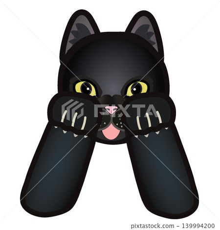 黑貓的臉部和前爪插圖 黑貓的臉部和前爪插圖 139994200