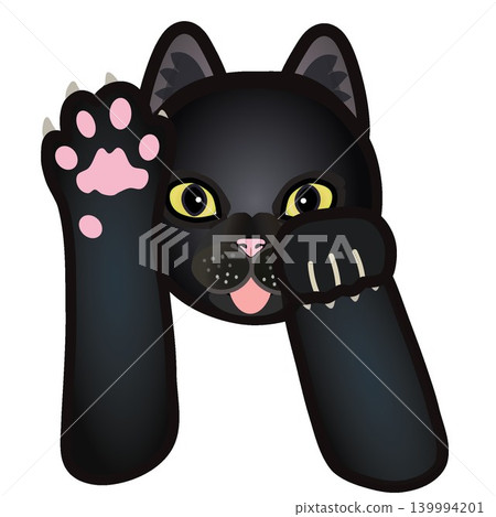 黑貓的臉部和前爪插圖 黑貓的臉部和前爪插圖 139994201