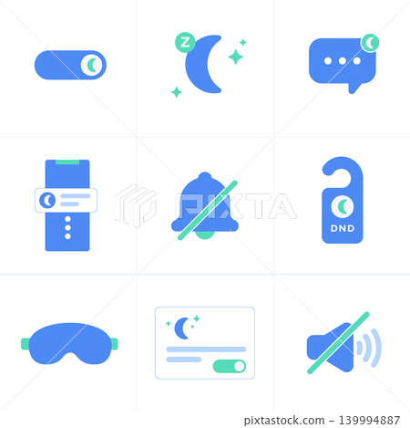 Do Not Disturb Icon Set of Nine Sleep Mode Eye Mask Moon DND Minimal Flat Do Not Disturb Icon Set of Nine Sleep Mode Eye Mask Moon DND Minimal Flat 139994887