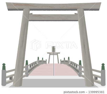 Ise shrine Nakamiya Uji Bridge and torii Ise shrine Nakamiya Uji Bridge and torii 139995381