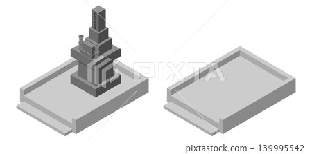 An illustration of a traditional Japanese-style tombstone passed down through generations and a cemetery plot that has been cleared after the family graves were removed. An illustration of a traditional Japanese-style tombstone passed down through generations and a cemetery plot that has been cleared after the family graves were removed. 139995542