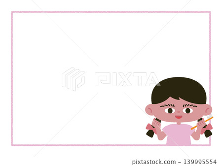 一張女孩手持牙刷的插圖 139995554