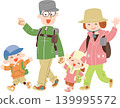 一家四口正在徒步旅行。 139995572