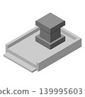 墓碑底座的等距圖，顯示其在建造前或翻新期間的狀態。 139995603
