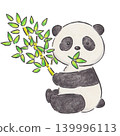 An illustration of a panda eating bamboo. 139996113