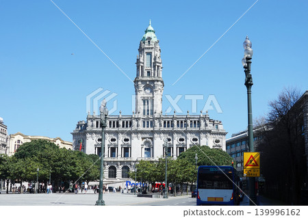 Historical Porto City Hall building under a clear blue sky in Portugal Historical Porto City Hall building under a clear blue sky in Portugal 139996162