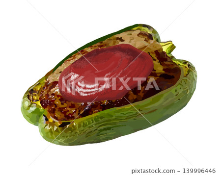 Stuffed bell pepper (1 piece) with ketchup Stuffed bell pepper (1 piece) with ketchup 139996446
