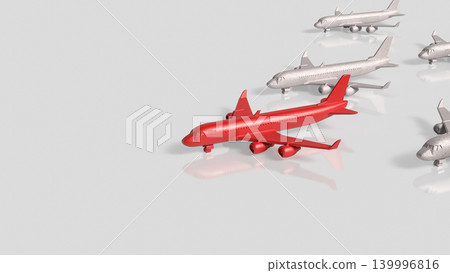 Red Leader Airplane In Minimal Formation 3d render. 139996816