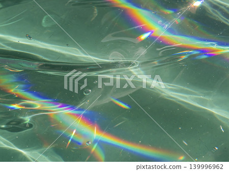 祖母綠和綠松石般清澈美麗的棱鏡鏡頭光暈。 139996962