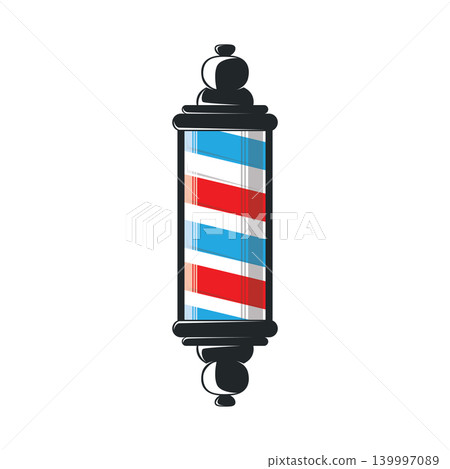 Elegant Barbershop Pole Illustration for Salon Brand Identity Elegant Barbershop Pole Illustration for Salon Brand Identity 139997089