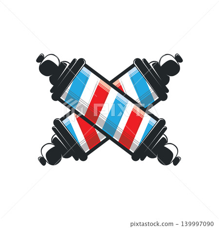 Elegant Barbershop Pole Illustration for Salon Brand Identity Elegant Barbershop Pole Illustration for Salon Brand Identity 139997090