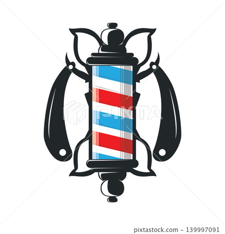 Elegant Barbershop Pole Illustration for Salon Brand Identity Elegant Barbershop Pole Illustration for Salon Brand Identity 139997091