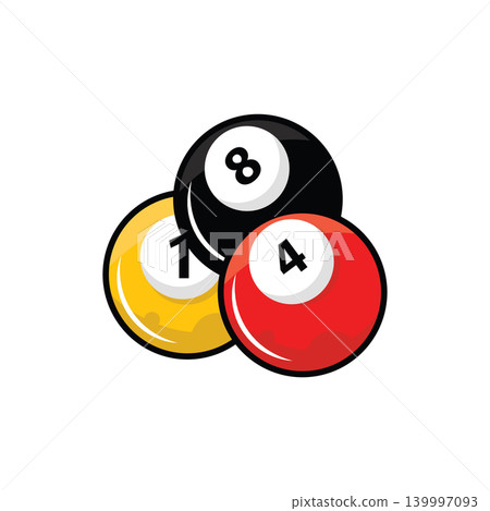 Vintage Pool Game Logo with Elegant Billiard Ball Illustration Vintage Pool Game Logo with Elegant Billiard Ball Illustration 139997093