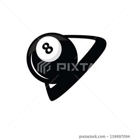 Vintage Pool Game Logo with Elegant Billiard Ball Illustration Vintage Pool Game Logo with Elegant Billiard Ball Illustration 139997094