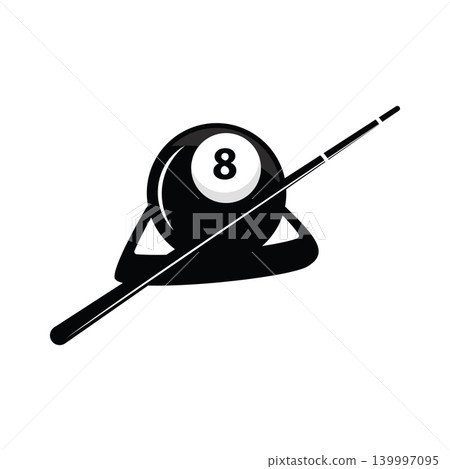 Vintage Pool Game Logo with Elegant Billiard Ball Illustration Vintage Pool Game Logo with Elegant Billiard Ball Illustration 139997095