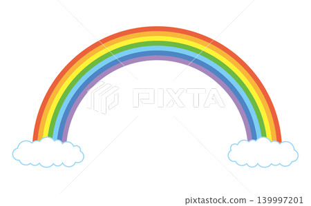一道細彩虹和雲朵的插圖 一道細彩虹和雲朵的插圖 139997201