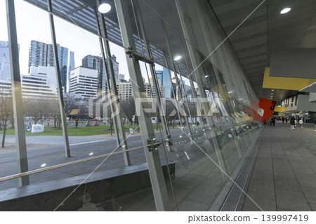Melbourne, Australia - July 7, 2024 : Interior view of Melbourne Convention and Exhibition Centre (MCEC) in South Melbourne, Australia on July 7, 2024. Melbourne, Australia - July 7, 2024 : Interior view of Melbourne Convention and Exhibition Centre (MCEC) in South Melbourne, Australia on July 7, 2024. 139997419