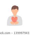 An image illustrating the sense of security and support for a male student who cherishes his heart. 139997943