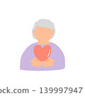 An image illustrating the sense of security and support for elderly women who cherish their hearts. 139997947