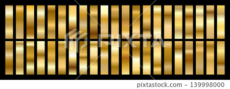 Shiny Gold gradient background. Foil Palette and copper swatch. Metal degrade strip for luxury design. Vector illustration Shiny Gold gradient background. Foil Palette and copper swatch. Metal degrade strip for luxury design. Vector illustration 139998000