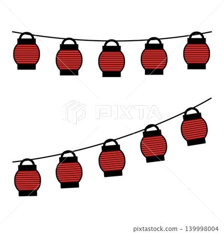 Illustration of a garland of paper lanterns used at festivals and events. 139998004