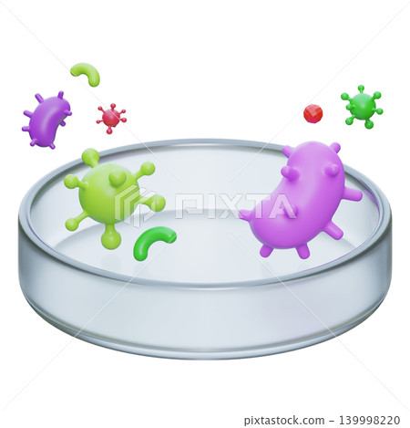 3D Render of Bacteria and Viruses Growing in a Laboratory Petri Dish 3D Render of Bacteria and Viruses Growing in a Laboratory Petri Dish 139998220