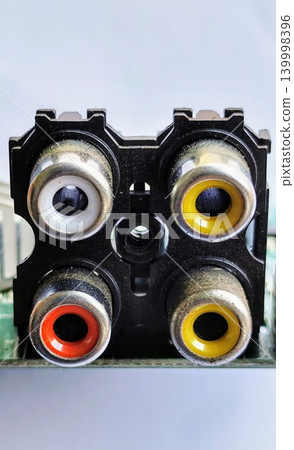 female rca hole input stock image 139998396