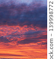 Vertical dramatic sunset sky with vibrant orange and dark purple clouds 139998772