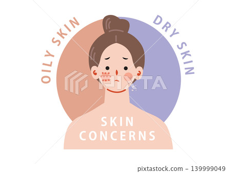 一個女人患有皮膚問題的插圖 一個女人患有皮膚問題的插圖 139999049