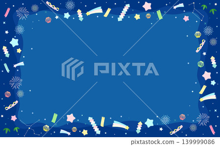 Pop and cute Tanabata frame 4_horizontal Pop and cute Tanabata frame 4_horizontal 139999086
