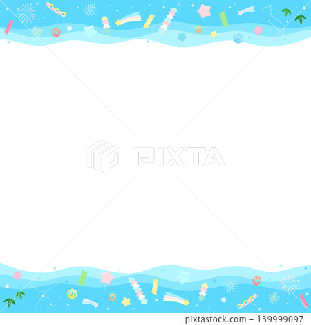 Pop and cute Tanabata transparent frame 3_square Pop and cute Tanabata transparent frame 3_square 139999097