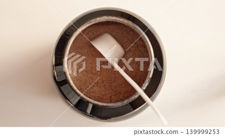 Top View Whey Protein Powder With Scoop In Open Container, Sports Nutrition And Supplement Serving Concept Top View Whey Protein Powder With Scoop In Open Container, Sports Nutrition And Supplement Serving Concept 139999253