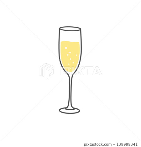 Illustration of champagne in a champagne glass Illustration of champagne in a champagne glass 139999341