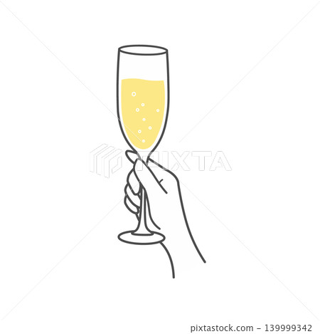 Illustration of champagne in a champagne glass Illustration of champagne in a champagne glass 139999342