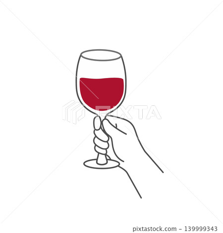 An illustration of wine in a wine glass. An illustration of wine in a wine glass. 139999343