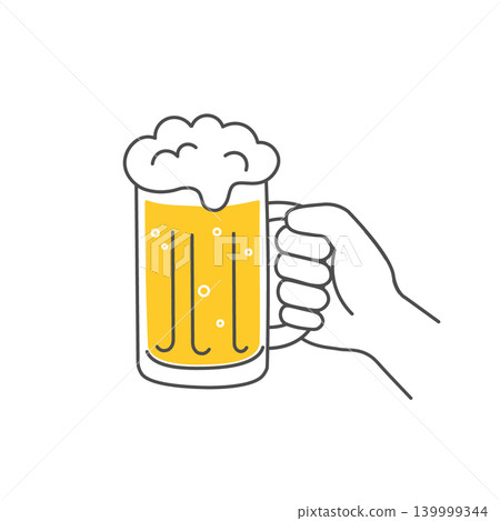 啤酒在杯子裡的插圖 啤酒在杯子裡的插圖 139999344
