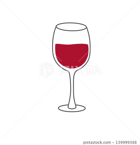 An illustration of wine in a wine glass. An illustration of wine in a wine glass. 139999388