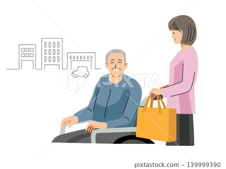 "Gentle Welfare and Care Vector Series" Shopping assistance for elderly men "Gentle Welfare and Care Vector Series" Shopping assistance for elderly men 139999390