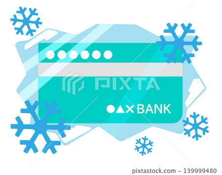 An illustration depicting a frozen bank account, where the bank passbook is frozen. 139999480