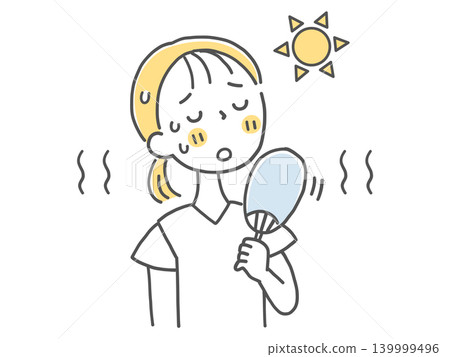 A woman feeling exhausted from the summer heat (monochrome) A woman feeling exhausted from the summer heat (monochrome) 139999496