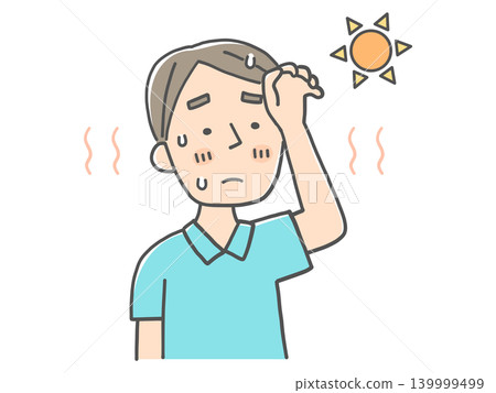 一個男人因夏日酷暑而感到疲憊不堪。 139999499