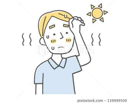 一位因夏日酷暑而感到疲憊的男子（黑白照片） 139999500