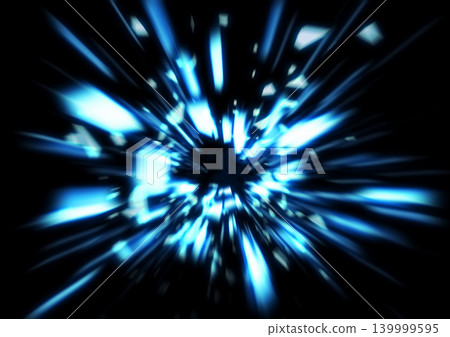 扭曲空間的抽象背景,伴隨著爆炸的藍色光芒 | 速度與未來科技的圖像 扭曲空間的抽象背景,伴隨著爆炸的藍色光芒 | 速度與未來科技的圖像 139999595