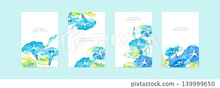 Watercolor painting. Watercolor-style morning glory illustration. Watercolor vector illustration of morning glories. Summer template background. Watercolor painting. Watercolor-style morning glory illustration. Watercolor vector illustration of morning glories. Summer template background. 139999650